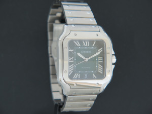 Cartier Santos Large Date Steel Green Roman Dial NEW WSSA0062