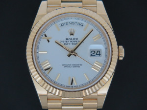 Rolex Day-Date 40 Yellow Gold White Roman Dial  228238