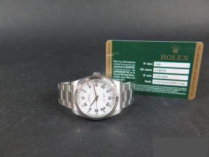 Rolex Oyster Perpetual White Gold Bezel White Diamond Dial 116034