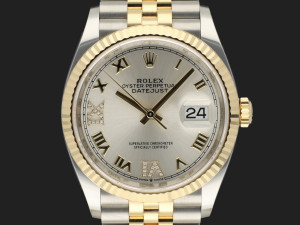 Rolex Datejust Gold/Steel Silver Diamond Dial 126233