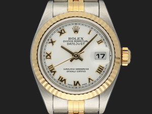 Rolex Lady-Datejust 26 Gold/Steel White Roman Dial 79173