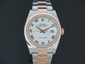 Rolex Datejust  Everose/Steel White Roman Dial NEW 126231