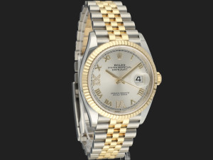 Rolex Datejust Gold/Steel Silver Diamond Dial 126233
