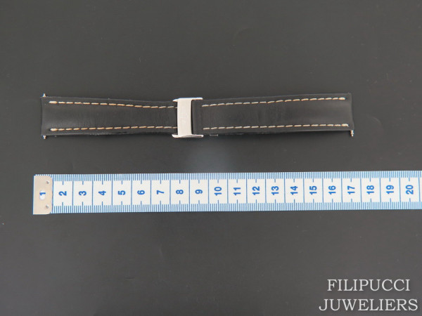 Breitling - Black Leather Strap 20-18 mm with folding clasp
