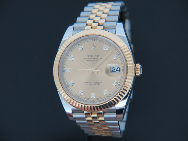 Rolex - Datejust 41 Gold/Steel Champagne Diamond Dial 126333