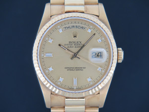 Rolex Day-Date Yellow Gold Champagne Diamond Dial 18238