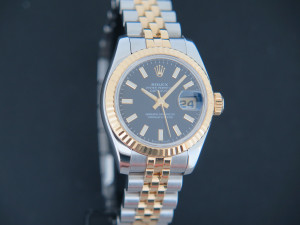 Rolex Lady-Datejust Gold/Steel Black Dial 179173
