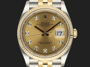 Rolex Datejust 36 Gold/Steel Champagne Diamond Dial 126233 