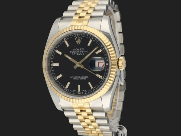 Rolex - Datejust 36 Gold/Steel Black Dial 116233