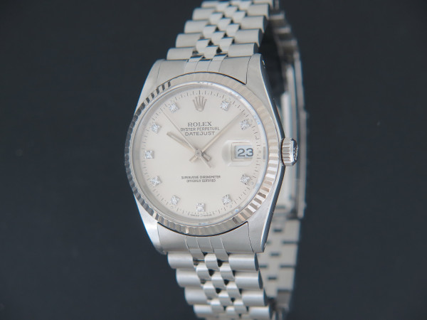 Rolex - Datejust Silver Diamond Dial 16234