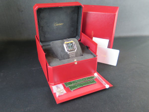 Cartier Santos Medium Steel Green Roman Dial WSSA0061 NEW