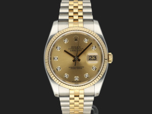 Rolex Datejust Gold/Steel Champagne Diamond Dial 116233