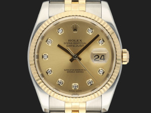 Rolex Datejust 36 Gold/Steel Champagne Diamond Dial 116233