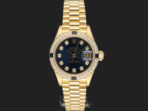 Rolex Lady-Datejust 26 Yellow Gold Sapphire & Diamond Bezel 69088