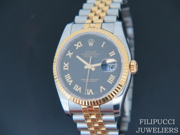 Rolex - Datejust Gold/Steel Black Sunburst Dial 116233