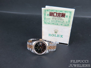 Rolex Datejust Gold/Steel Black Roman Dial 16233
