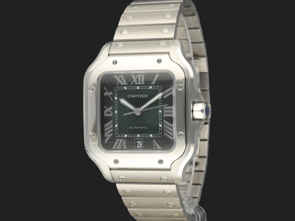 Cartier - Santos Large Date Steel Green Roman Dial NEW WSSA0062