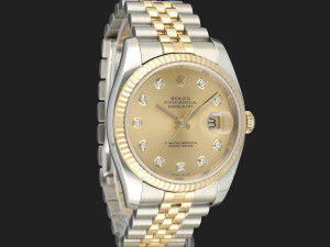 Rolex Datejust 36 Gold/Steel Champagne Diamond Dial 116233