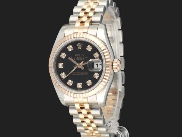 Rolex - Lady-Datejust 26 Everose/Steel Black Diamond Dial 179171