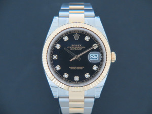 Rolex Datejust 41 Gold/Steel Black Diamond Dial 126333 NEW 