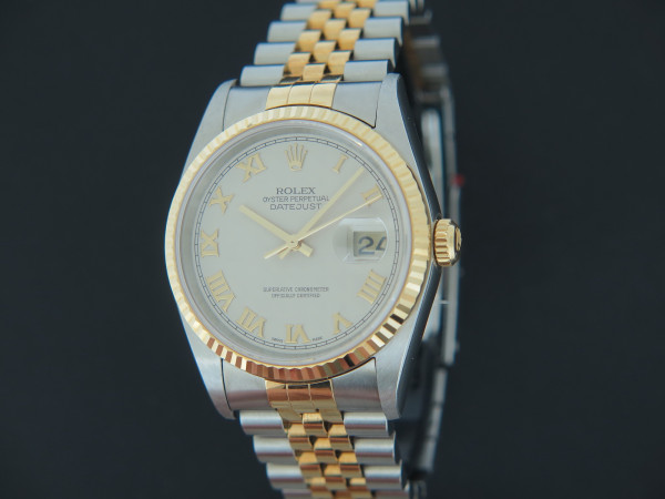 Rolex - Datejust Gold/Steel Ivory Pyramid Dial 16233 NOS FULL STICKERS