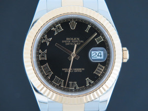 Rolex Datejust II Gold/Steel Black Roman Dial 116333