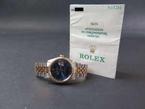 Rolex Datejust Gold/Steel 16233 Blue Dial 