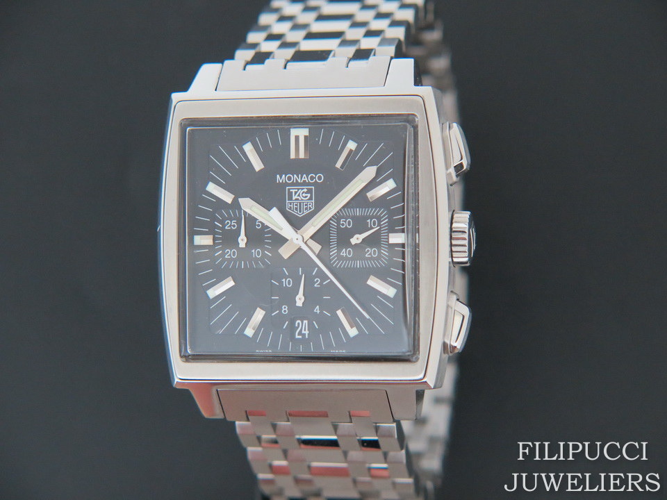 Tag Heuer Monaco Chronograph Black Dial CW2111 Uhren Filipucci Juwelers