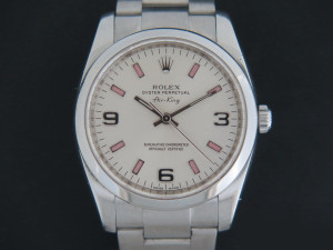 Rolex Air-King 3 6 9 Silver Dial pink index 114200 