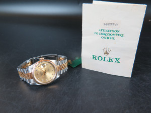 Rolex Datejust Gold/Steel Champagne Diamond Dial 16233