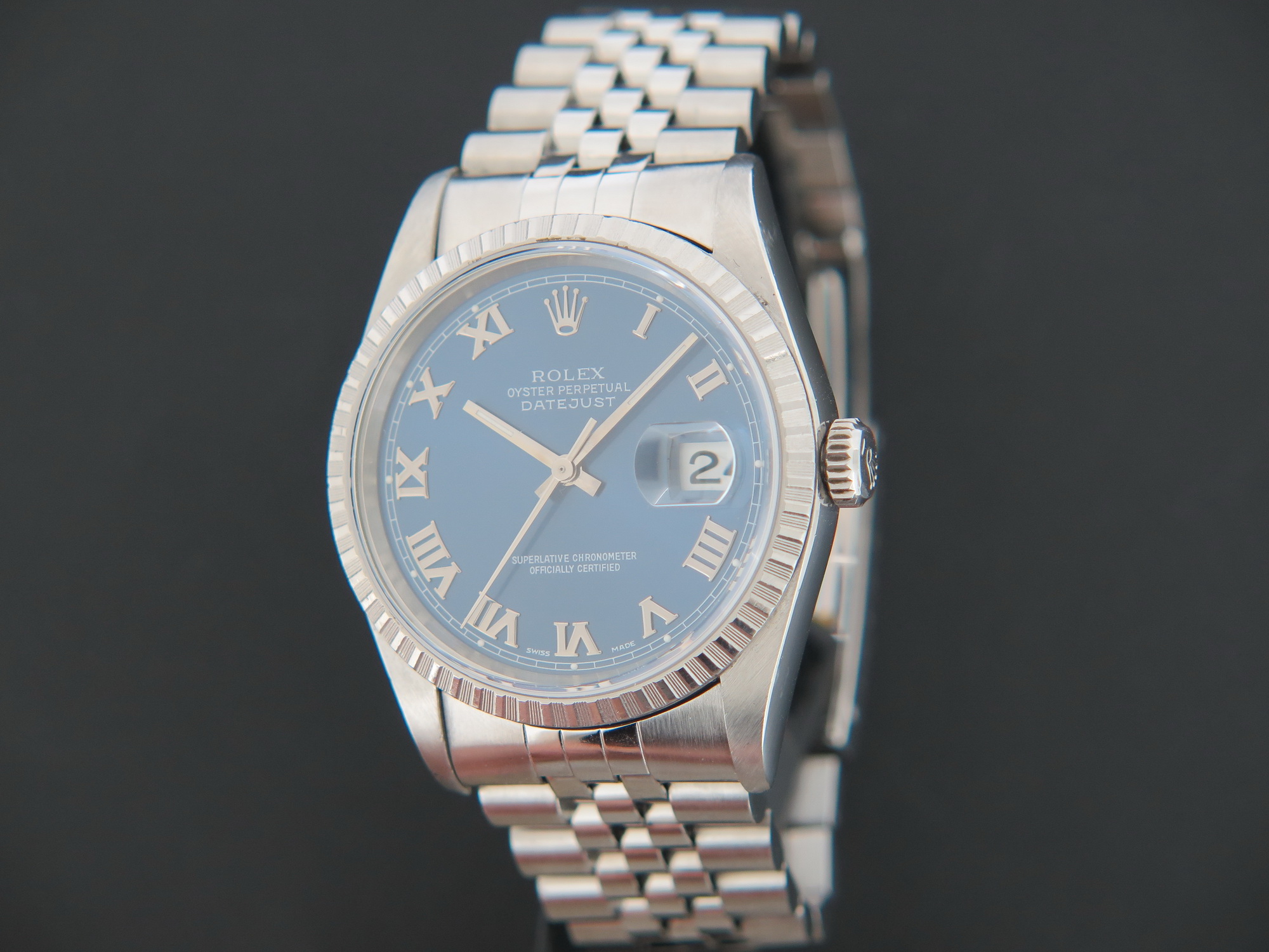 Rolex Datejust Blue Roman Dial 16220 Uhren Filipucci Juwelers