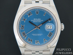 Rolex Datejust 41 Blue Roman  Dial  126300  NEW 