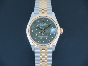 Rolex Datejust 31 Gold/Steel Green Floral Diamond Dial 278273 NEW