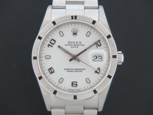 Rolex Date White Arab Dial 15210