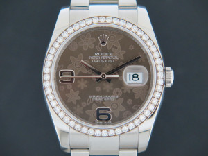 Rolex Datejust Bronze Floral Dial and Diamond  Bezel 116244