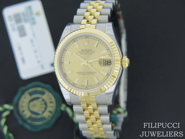 Rolex - Datejust Gold/Steel Champagne Dial  178273 NEW 