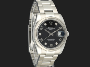 Rolex Date 34 Black Diamond Dial 115234