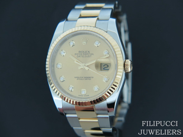 Rolex - Datejust Gold/Steel Champagne Diamond Dial 116233