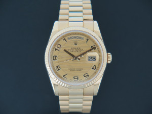 Rolex Day-Date Yellow Gold Arab Wave Dial 118238