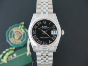 Rolex Datejust Black Roman Dial NEW 178240 
