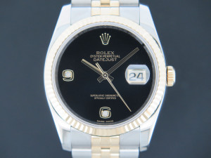 Rolex Datejust Gold/Steel Onyx Diamond Dial 116233