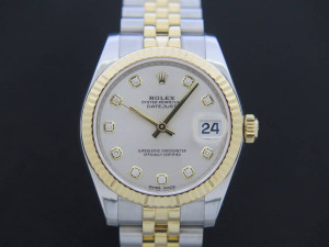 Rolex Datejust Gold/Steel Silver Diamonds 178273