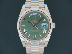 Rolex Day-Date 40 Everose Green Roman Dial 228235