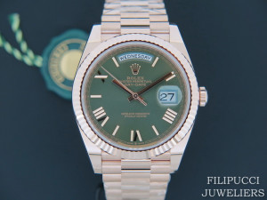 Rolex Day-Date Everose Green Roman Dial 228235 NEW  