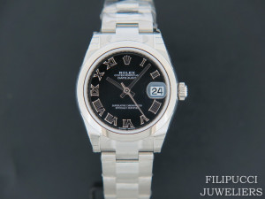 Rolex Datejust Black Roman Dial NEW 178240