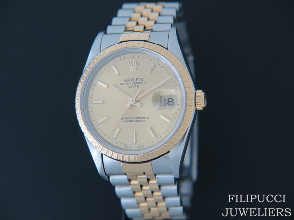 Rolex - Date Gold/Steel 15233 Champagne Dial 