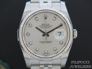 Rolex Datejust Silver Diamond Dial 116234 NEW