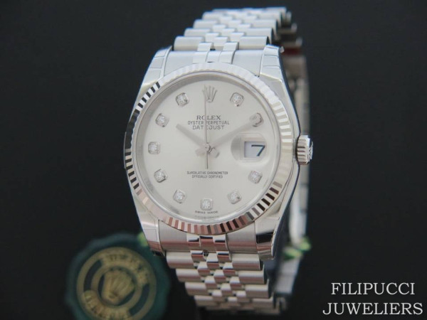 Rolex - Datejust Silver Diamond Dial 116234 NEW