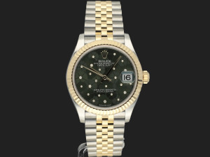 Rolex Datejust 31 Gold/Steel Green Floral Diamond Dial 278273 NEW