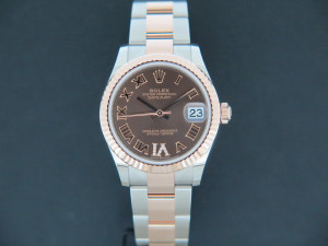 Rolex Datejust 31 Everose/Steel Chocolate Diamond Dial NEW 278271